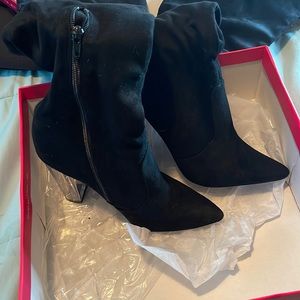 Clear heel boots